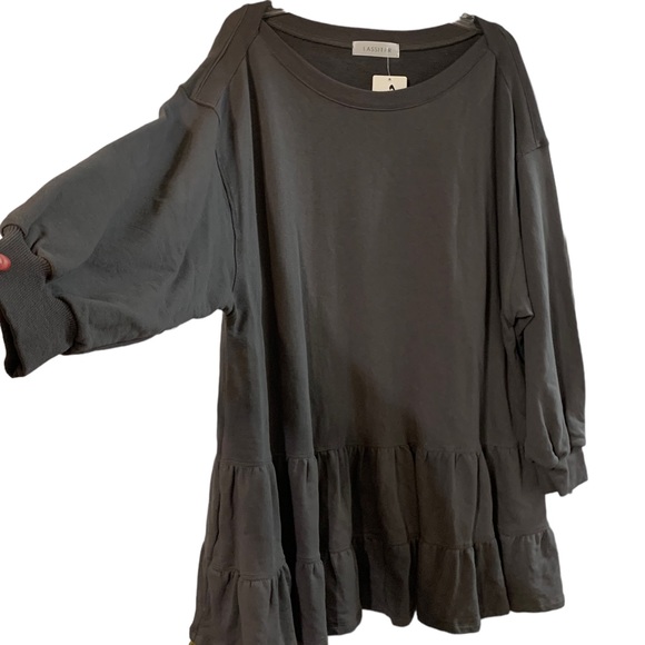 NWT Lassiter Ruffled Sweatshirt Dress in Charcoal - Picture 12 of 15
